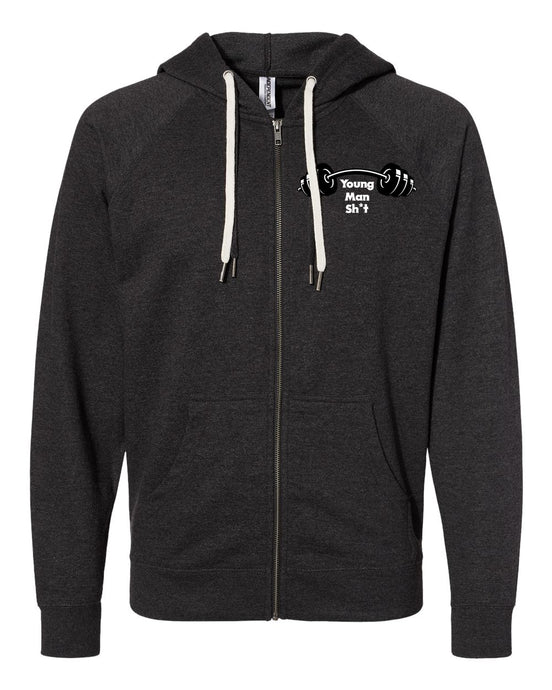 Young Man Sh*t Lightweight Loopback Terry Full Zip Hooded Sweatshirt